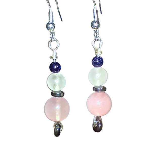 Radiant Heart: Rose Quartz & Clear Quartz Earrings - Image 3