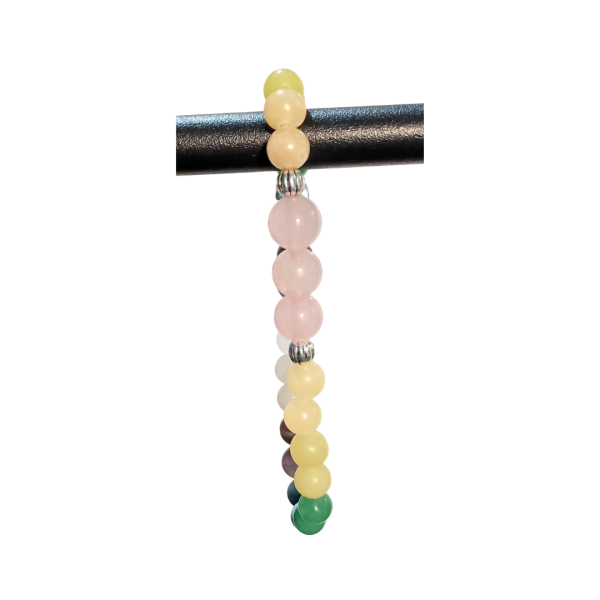Rainbow Soul Chakra Bracelet for Balance & Alignment, hanging view, white background