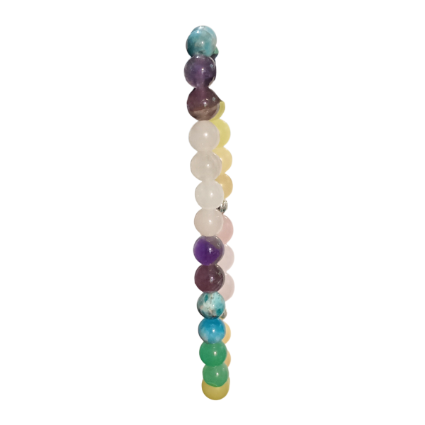 Rainbow Soul Chakra Bracelet for Balance & Alignment, rear hanging view, white background