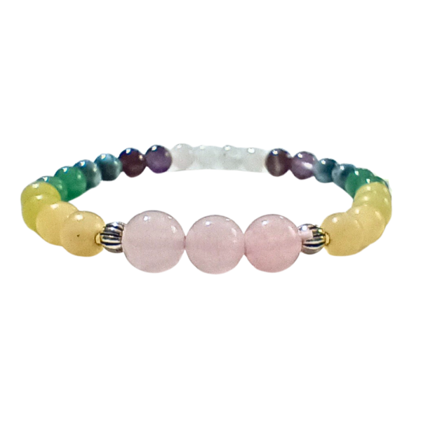 Rainbow Soul Chakra Bracelet for Balance & Alignment, side view, white background