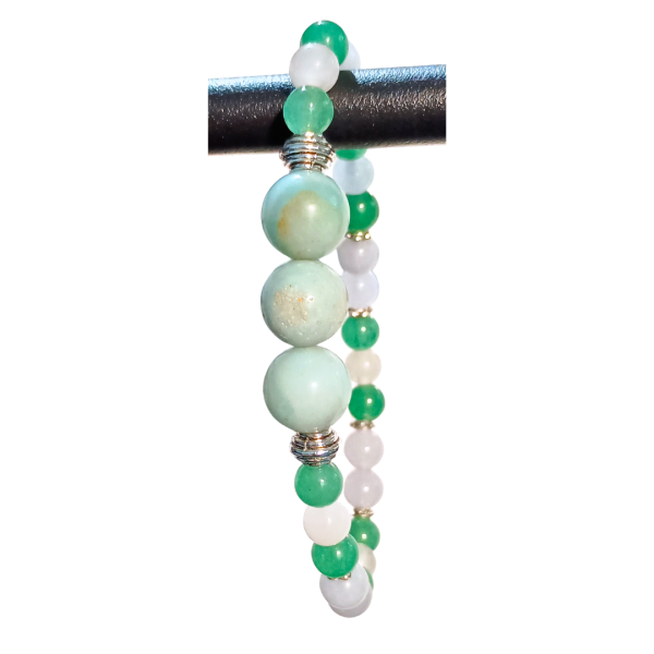 Salty Serenity: Aquamarine, Green Aventurine & Clear Quartz Bracelet - Image 3