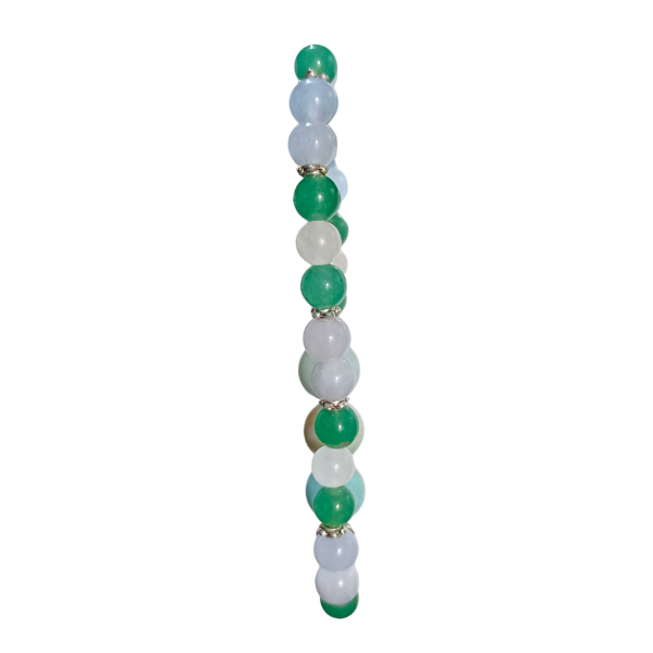 Salty Serenity: Aquamarine, Green Aventurine & Clear Quartz Bracelet - Image 4