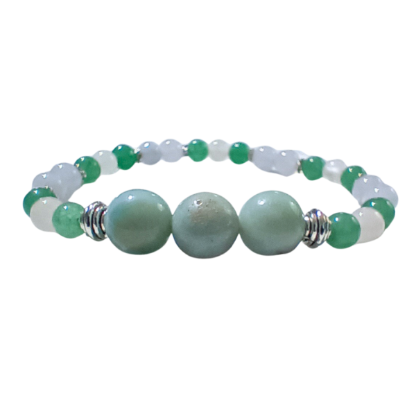 Salty Serenity: Aquamarine, Green Aventurine & Clear Quartz Bracelet - Image 2