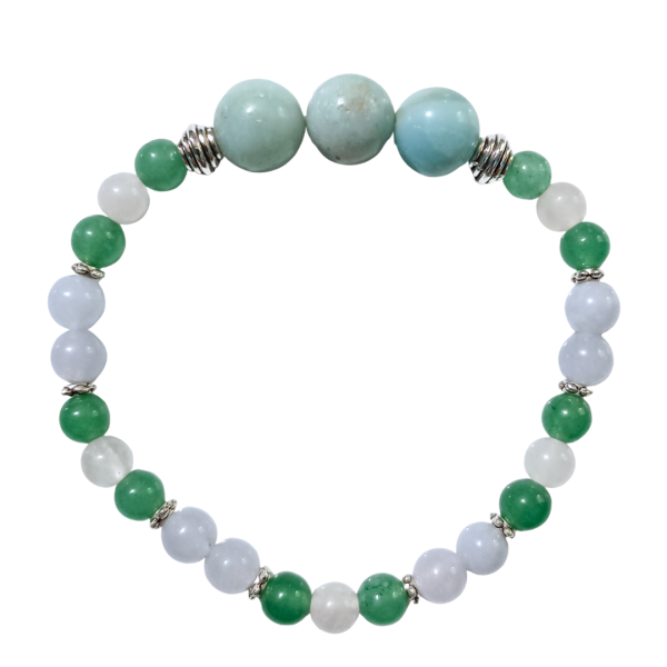 Salty Serenity: Aquamarine, Green Aventurine & Clear Quartz Bracelet - Image 5