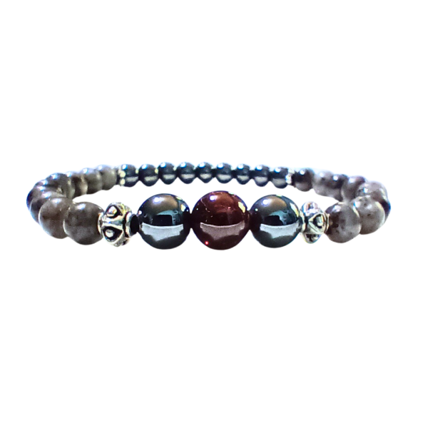 Spiritual Grounding: Garnet, Labradorite, and Hematite Bracelet for Connection & Stability - Image 4