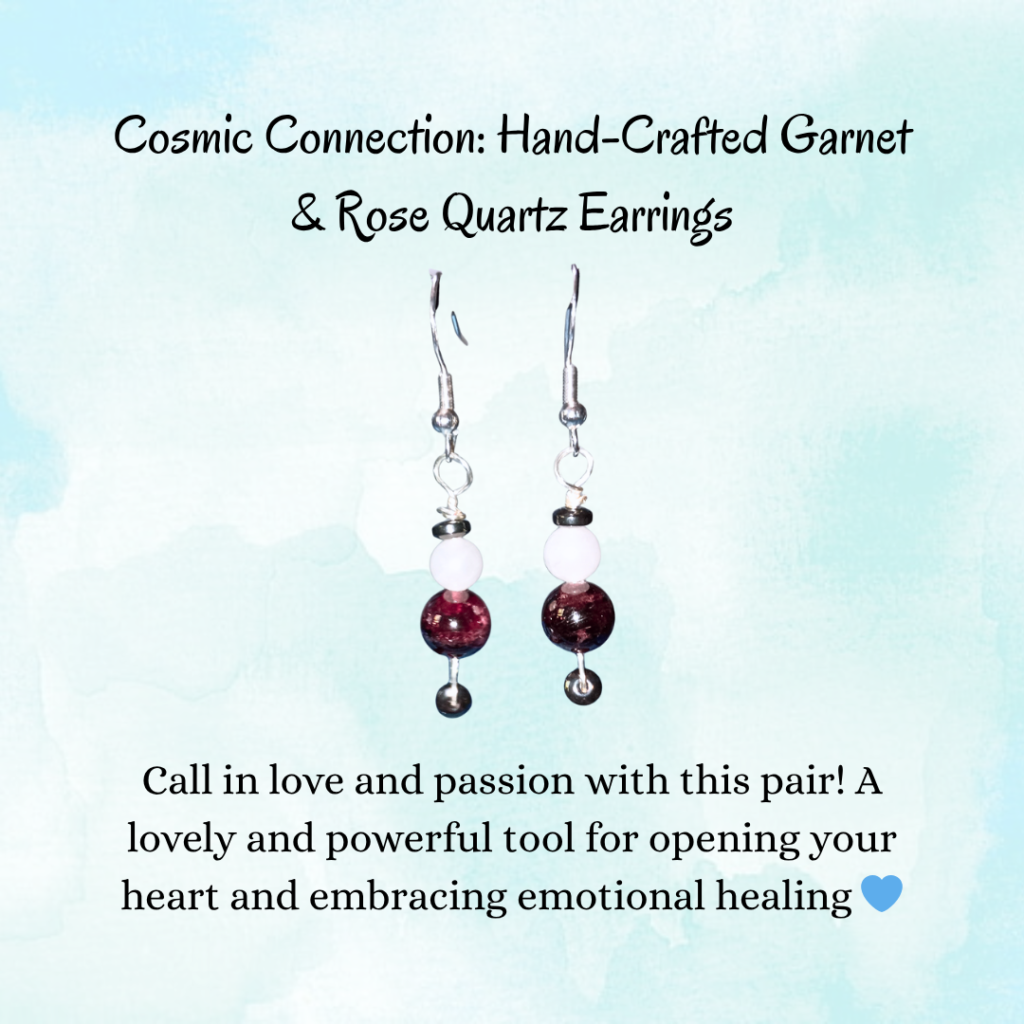 Cosmic Connection_ Garnet & Rose Quartz Earrings SHARE