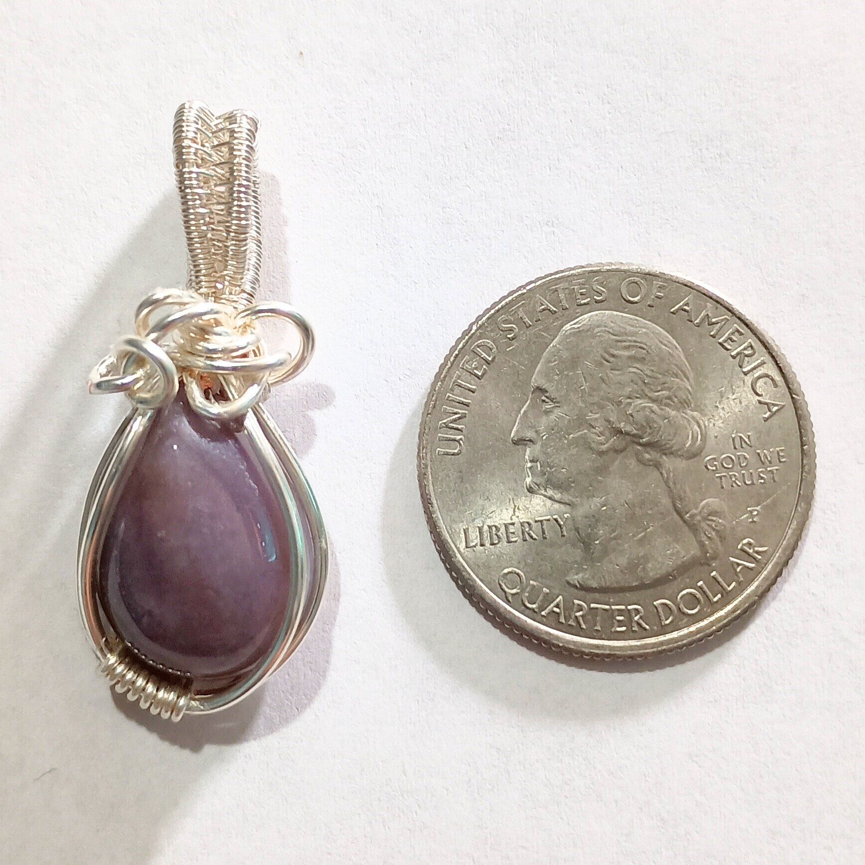 Indian Agate Hand-Wrapped Pendant Jewelry for Emotional Healing & Confidence, Quarter, sq