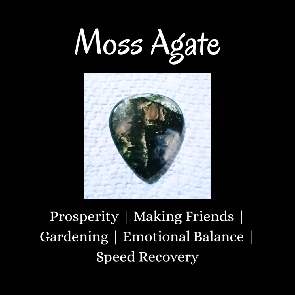 Moss Agate healing crystal properties, Prosperity | Making Friends | Gardening | Emotional Balance | Speed Recovery