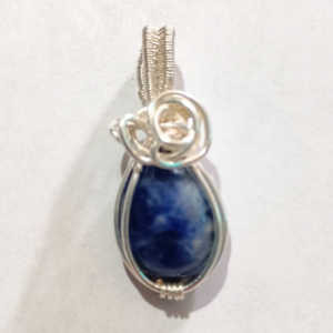 Sodalite Hand-Wrapped Pendant Intentional Jewelry for Creativity & Self-expression, Front, sq