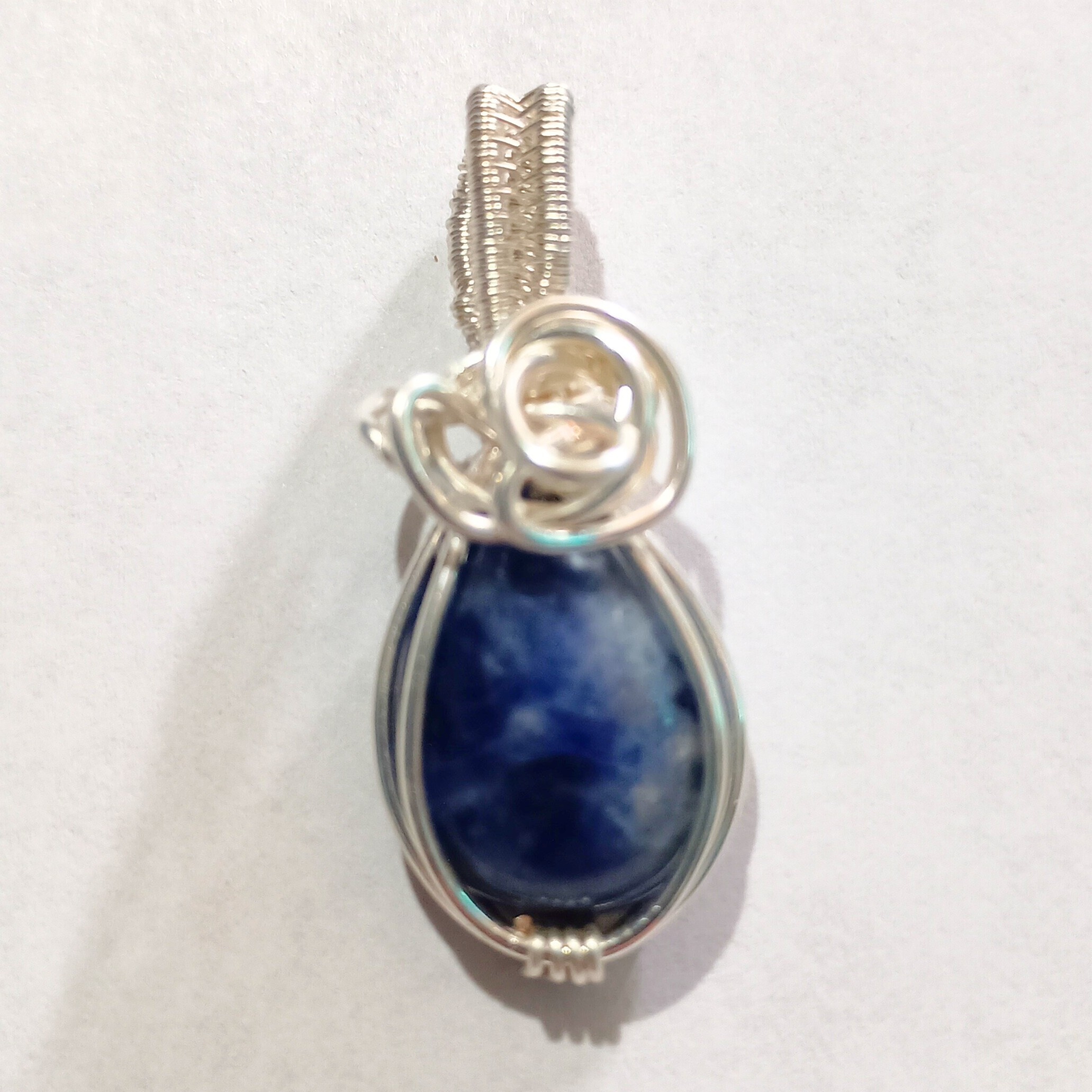 Sodalite Hand-Wrapped Pendant Intentional Jewelry for Creativity & Self-expression, Front, sq